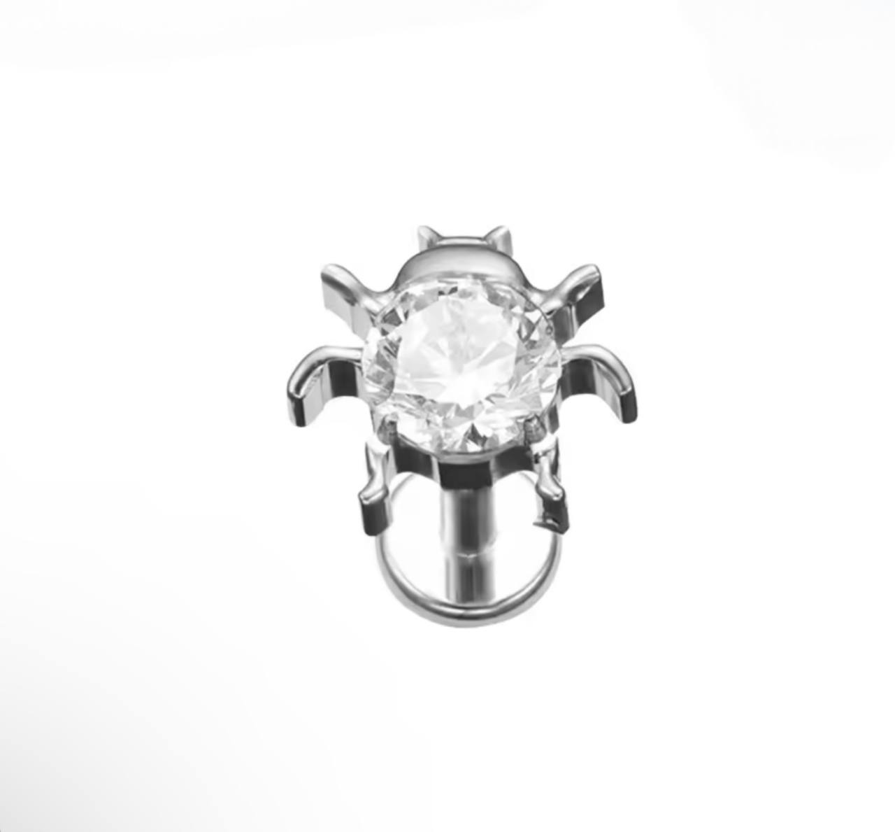 Kolczyk do piercingu Pająk z cyrkonią – tytan ASTM F-136 srebrny labret