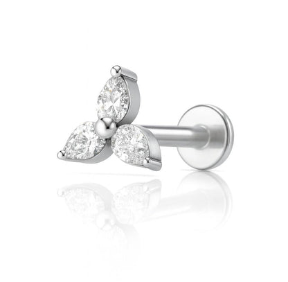 Kolczyk labret tytanowy srebrny z cyrkoniami