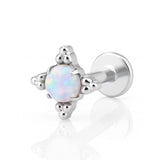 Kolczyk labret do piercingu – srebrny z opalem