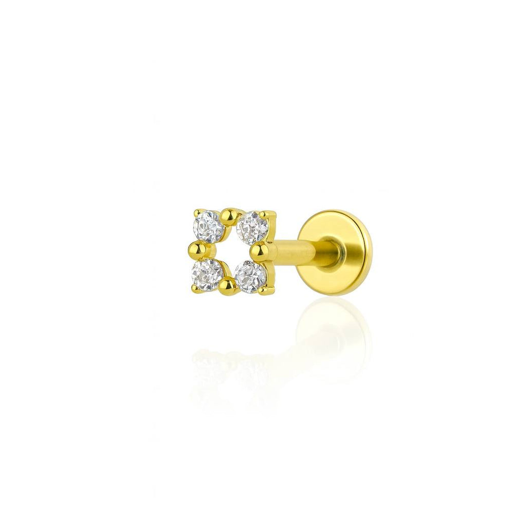 Kolczyk labret tytanowy do ucha z cyrkoniami - helix, tragus, lobe