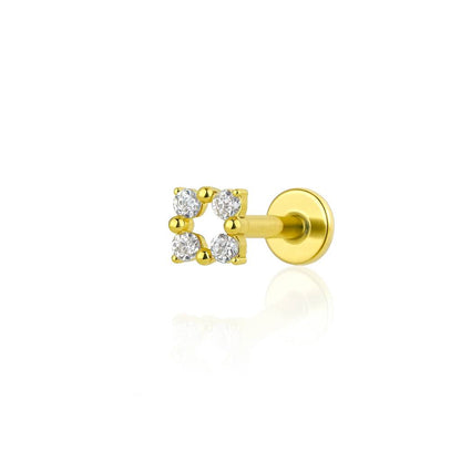 Kolczyk labret tytanowy do ucha z cyrkoniami - helix, tragus, lobe